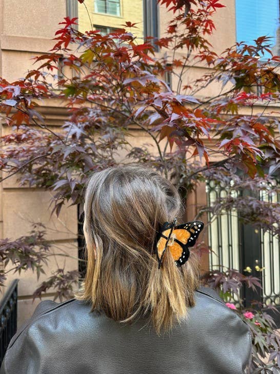 Solar Eclipse Hand-painted Monarch Butterfly Claw Hair Clip | Eco-Friendly: Orange