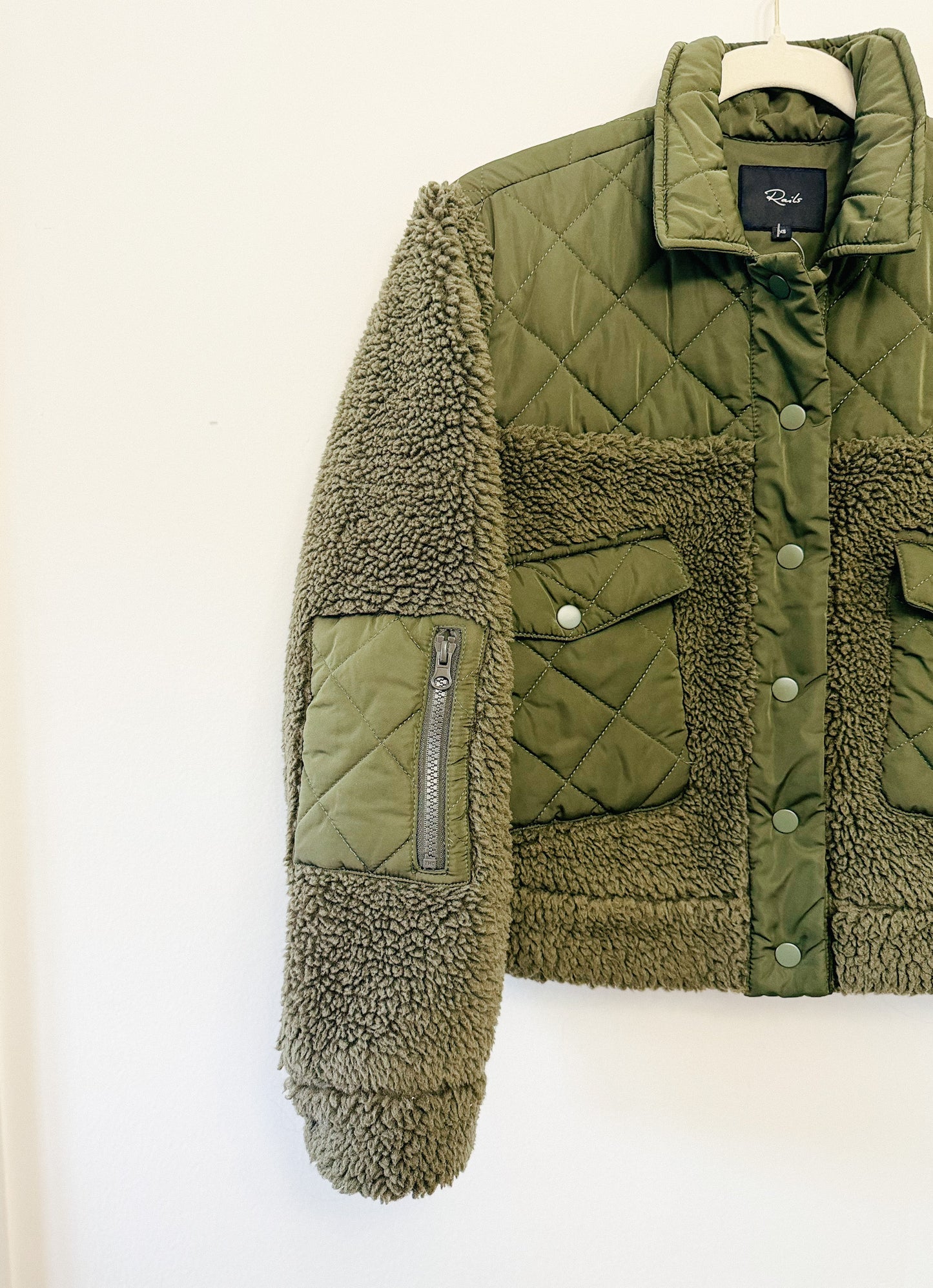 Rails Women's Peyton Quilted Mixed Media Teddy Coat, Size Extra Small