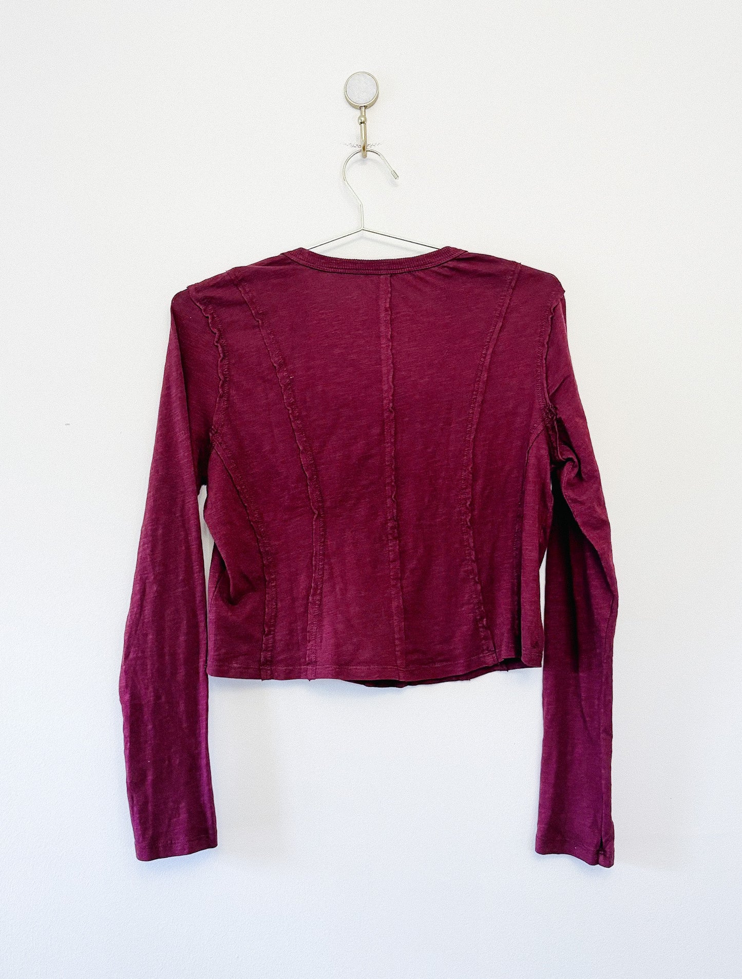 Pilcro by Anthropologie Plum Long Sleeved Tee, Size Medium