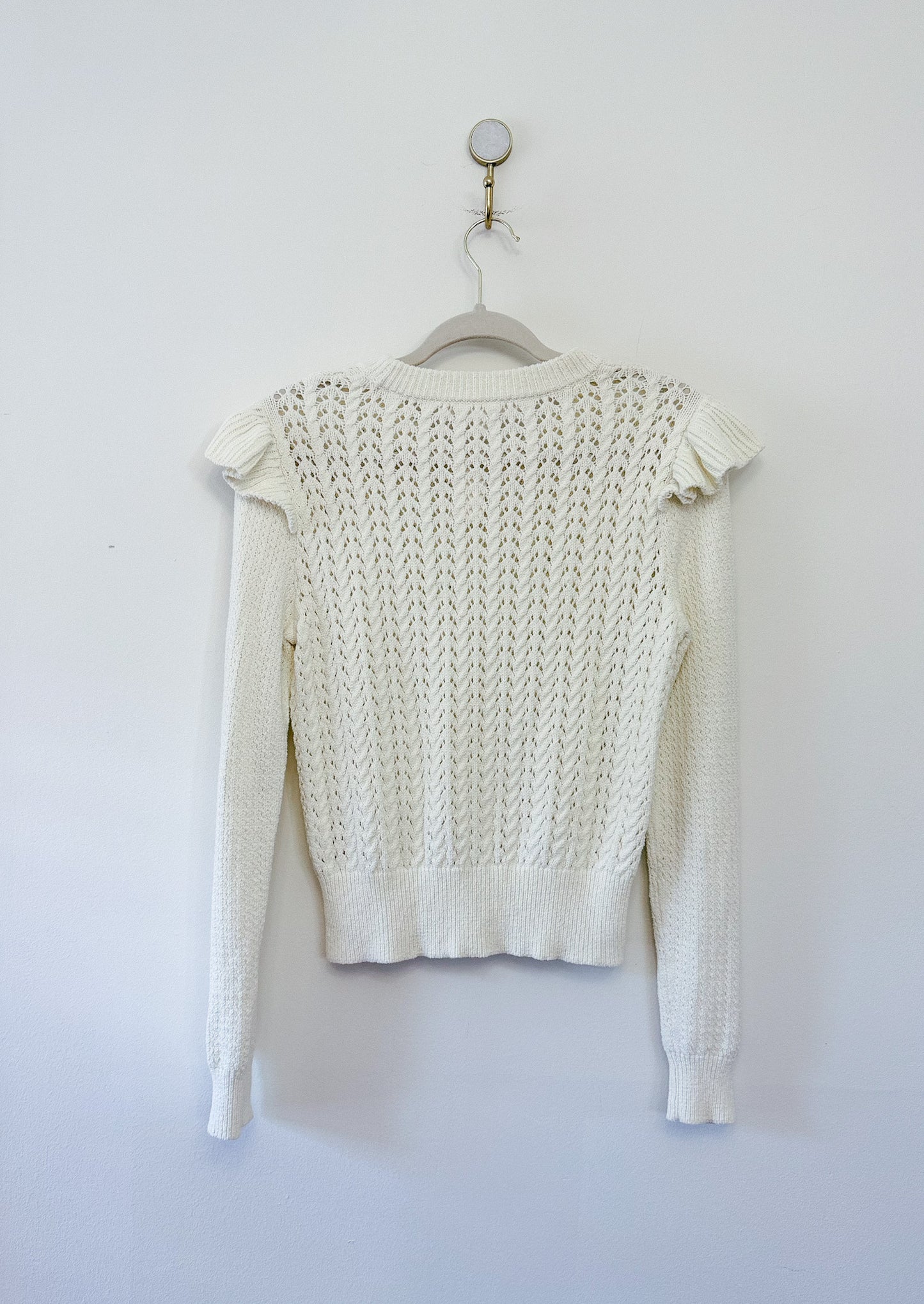 Veronica Beard Earl Crew Neck Cable Sweater, Size Medium