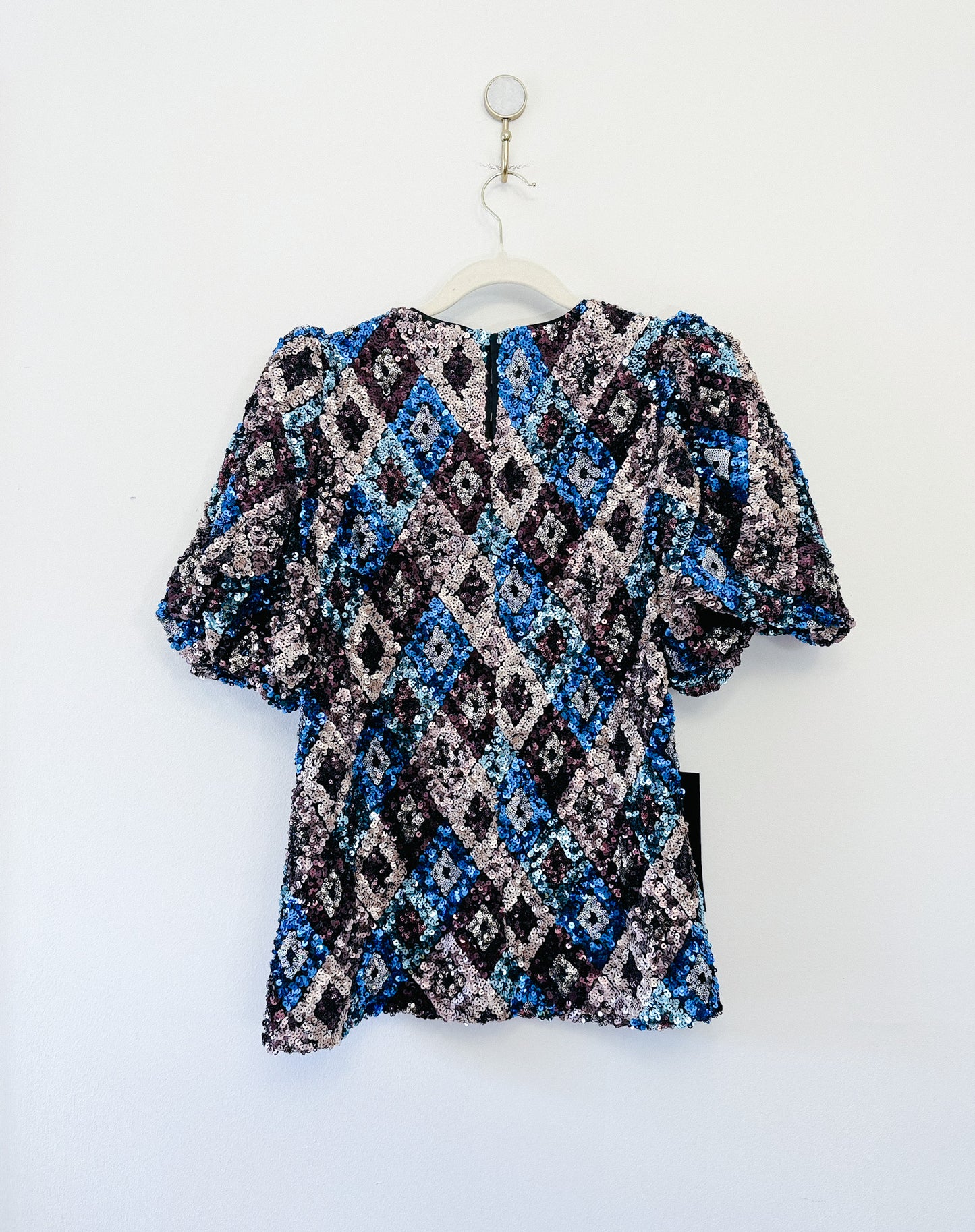 Pomander Place Multi Sequin Jada Blouse, Size Medium