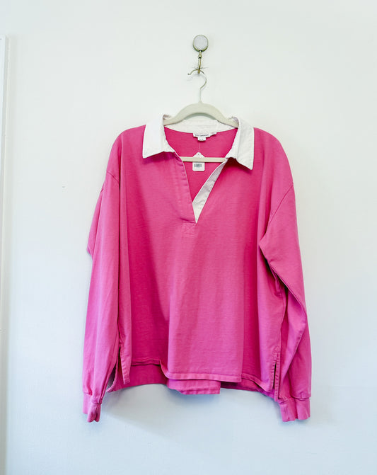Good American Sorority Pink Rugby Shirt, Size 3-4