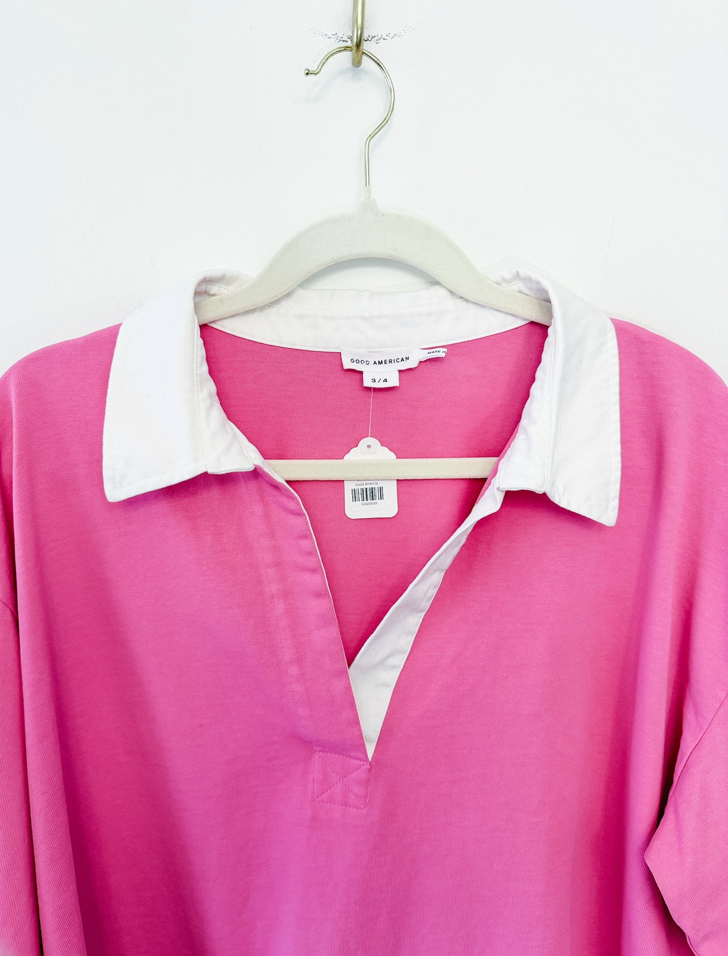 Good American Sorority Pink Rugby Shirt, Size 3-4