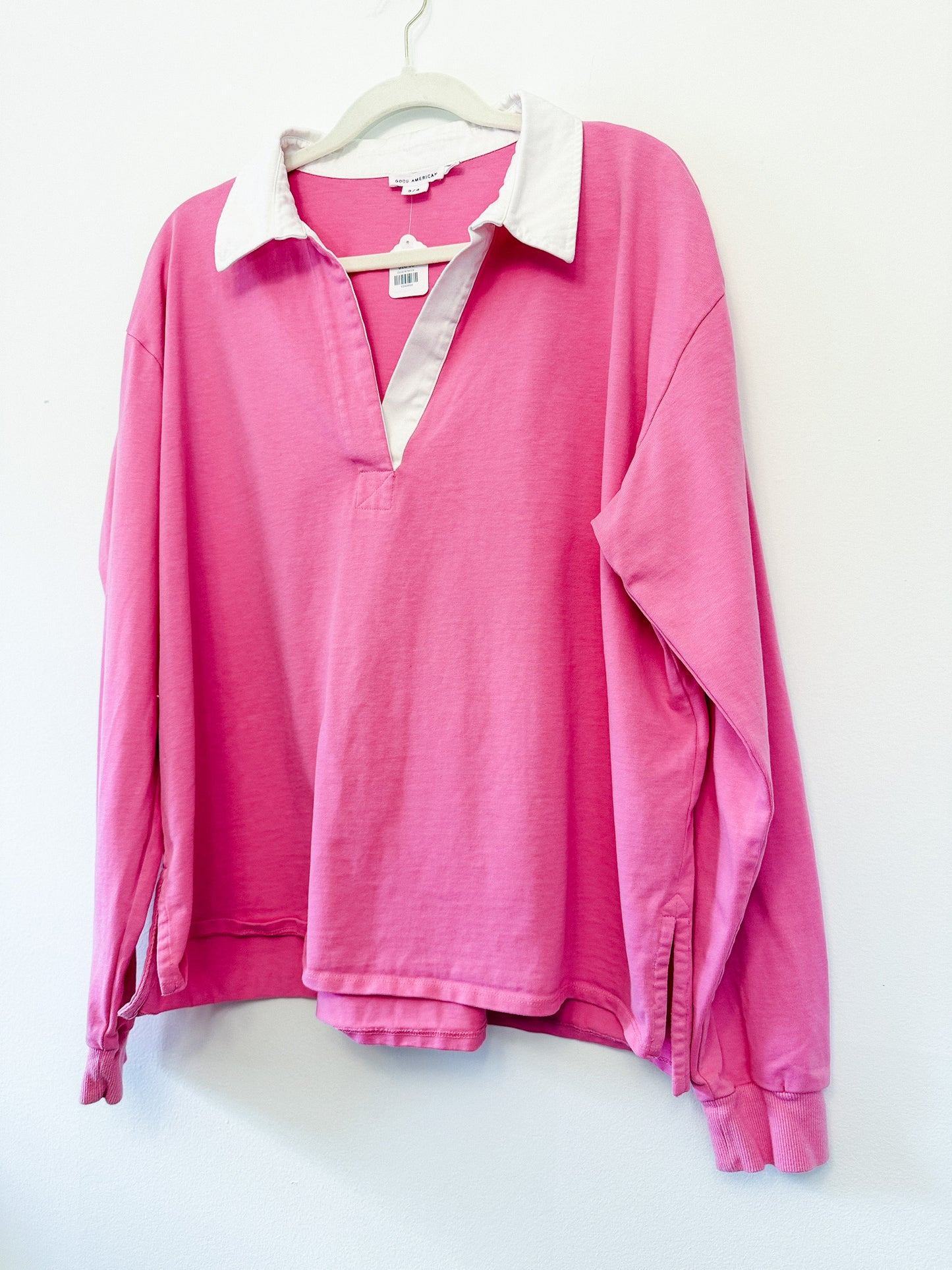 Good American Sorority Pink Rugby Shirt, Size 3-4