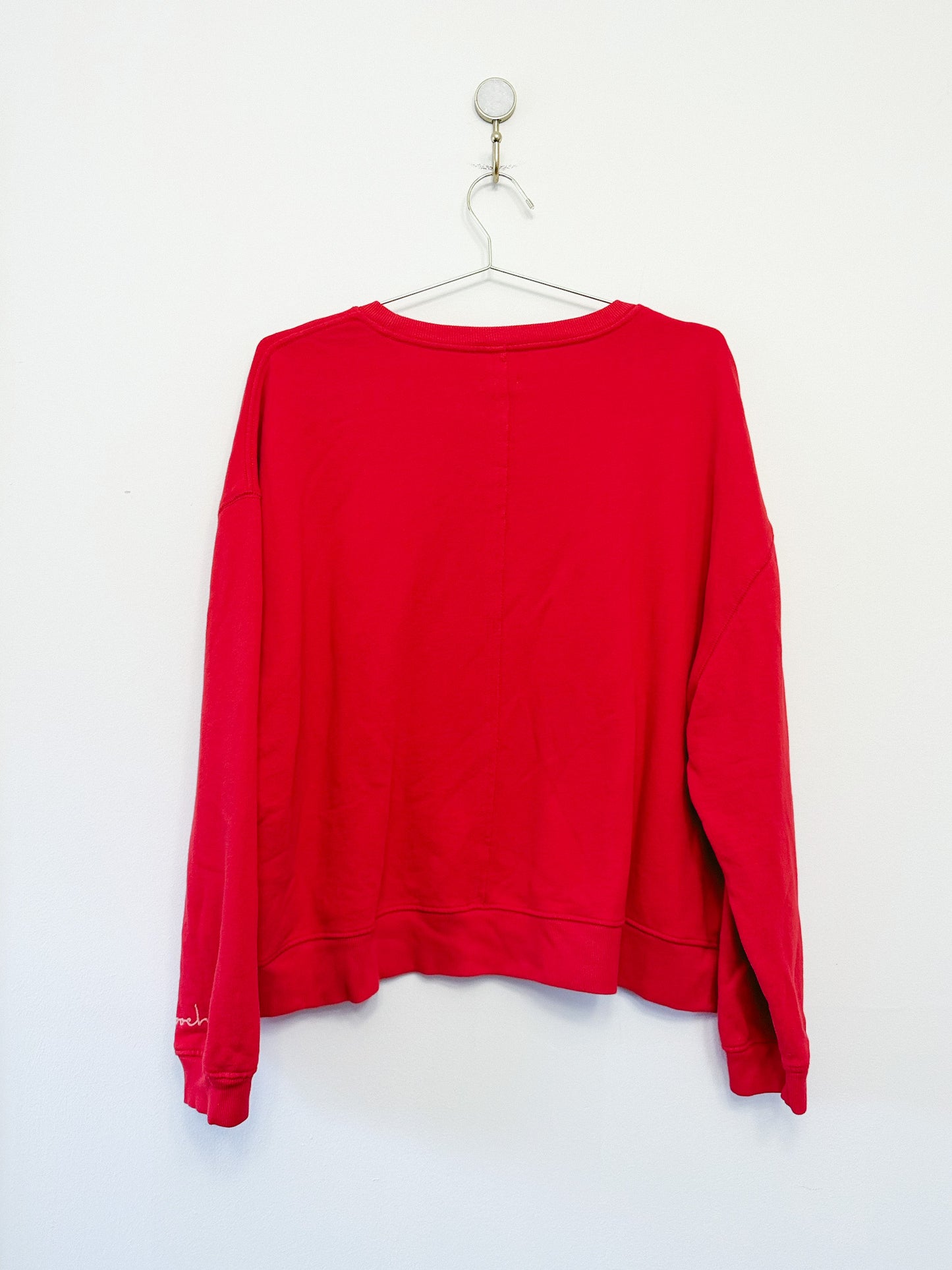 Pilcro Embroidered Sweatshirt in Red, Size Large