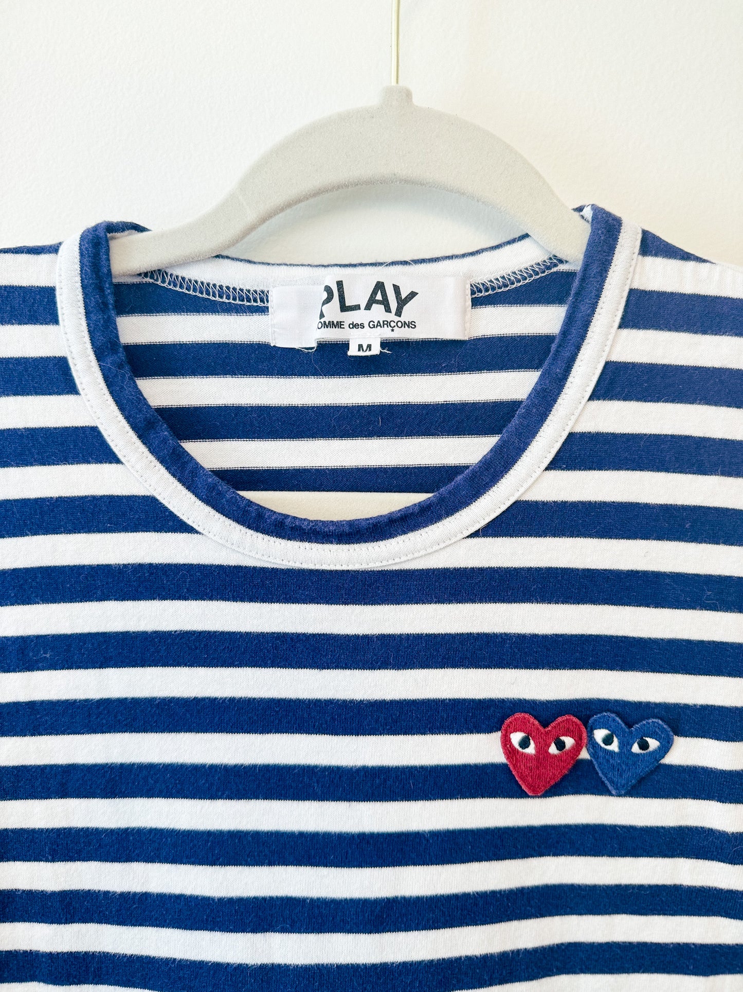 Comme des Garçons PLAY Two Hearts Breton Stripe Cotton Tee