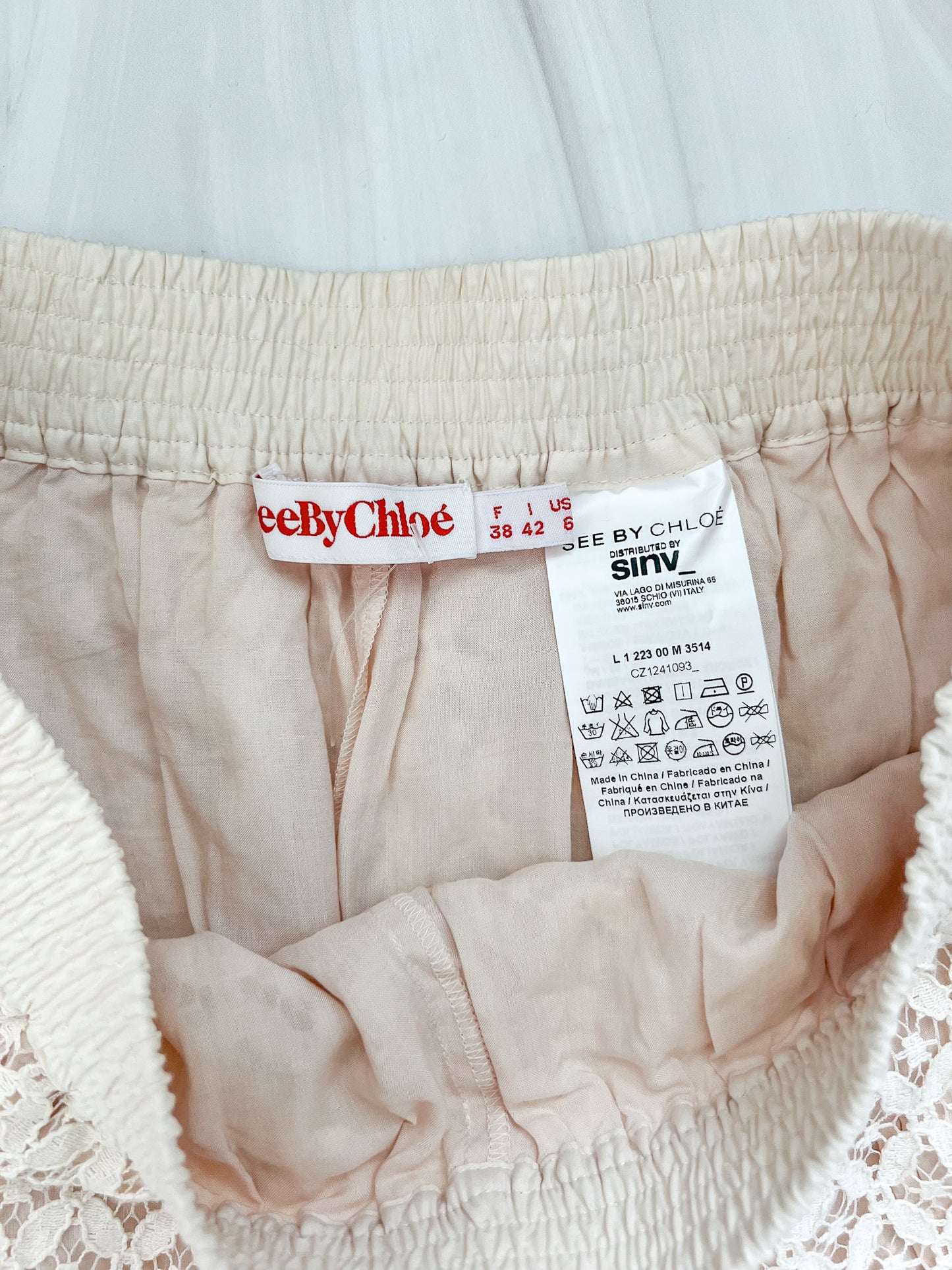See By Chloe Ivory Lace Shorts