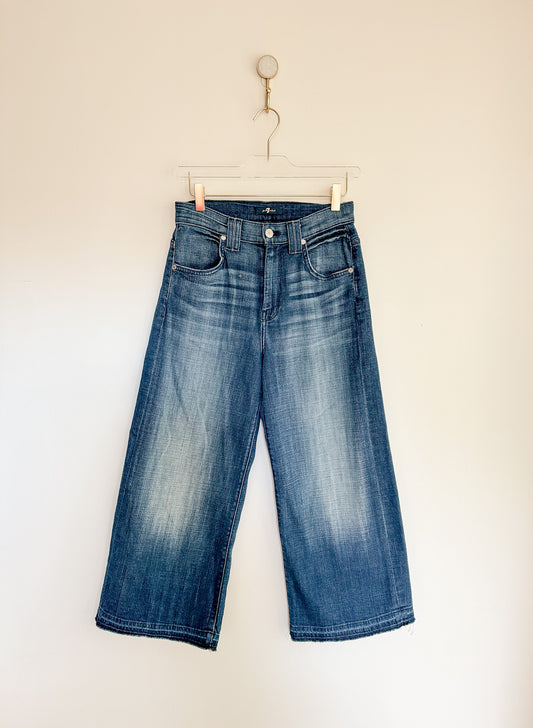 7 for all mankind Wide Leg Crop Jeans with Step Down Hem