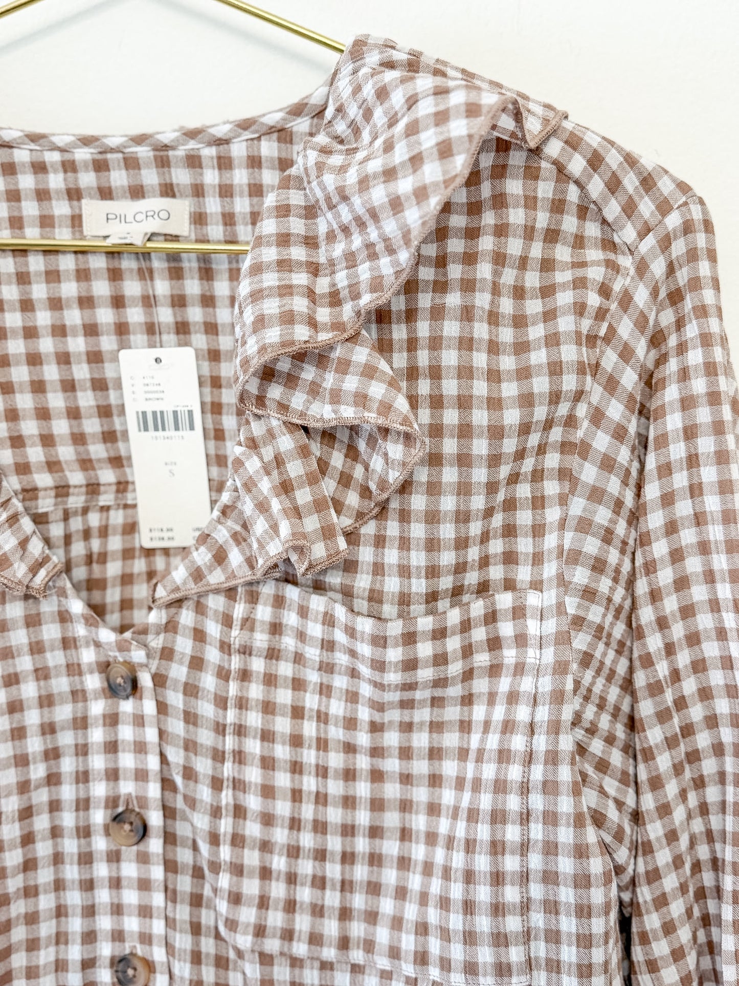Pilcro Remy Ruffle Collar Button Down Shirt, Size Small