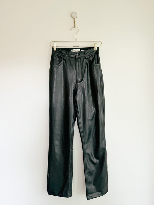 Abercrombie and Fitch Curve Love Vegan Leather 90s Straight Pant