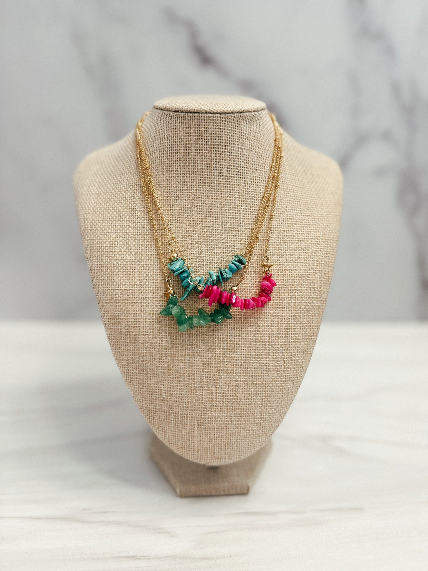 Beaded Gold Star Necklace