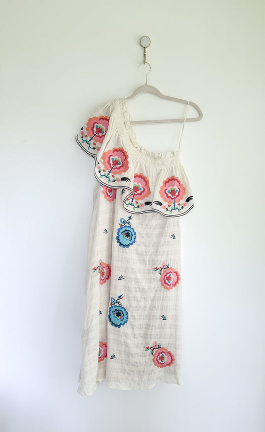 Plenty by Tracy Reese Embroidered Floral One Shoulder Dress