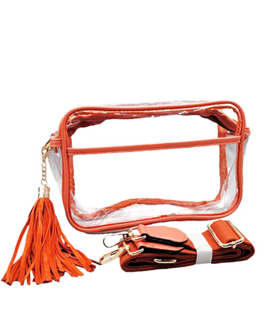 Clear Rectangle Crossbody Bag With Tassel