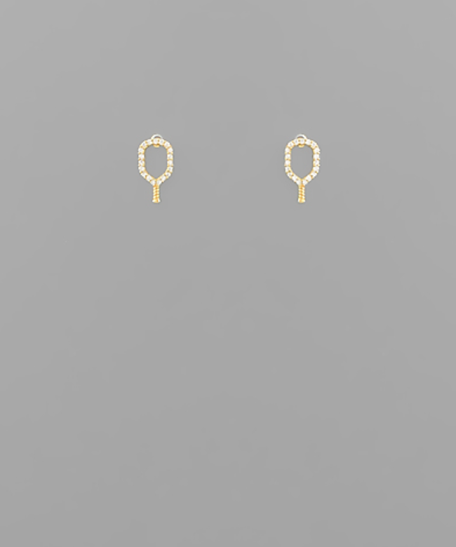 Pave Outline Pickleball Stud Earrings