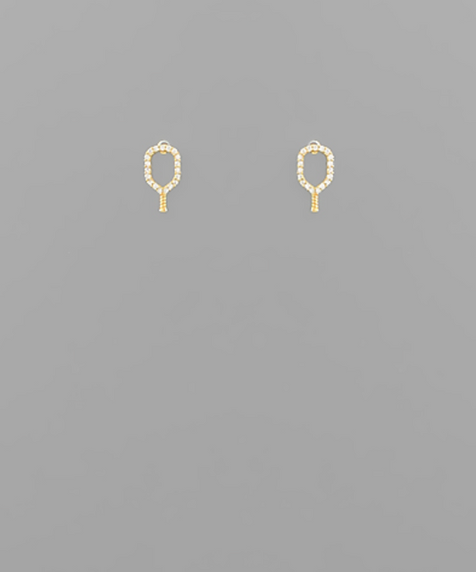 Pave Outline Pickleball Stud Earrings