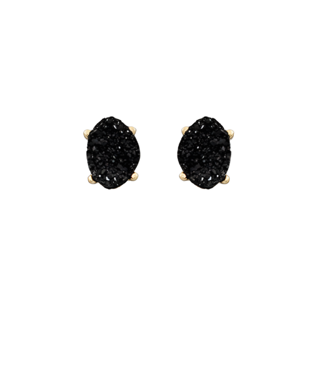 jet black druzy stud earrings