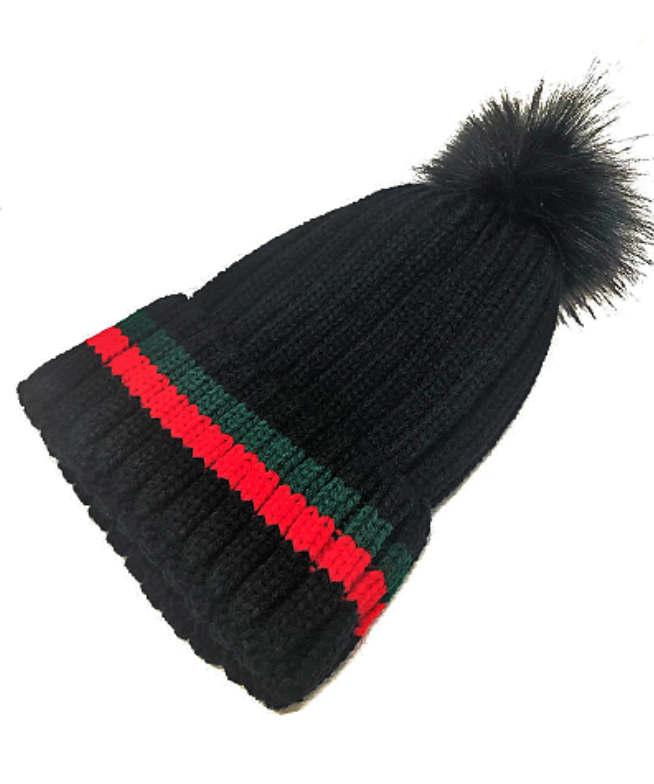 Red and Green Striped Beanie