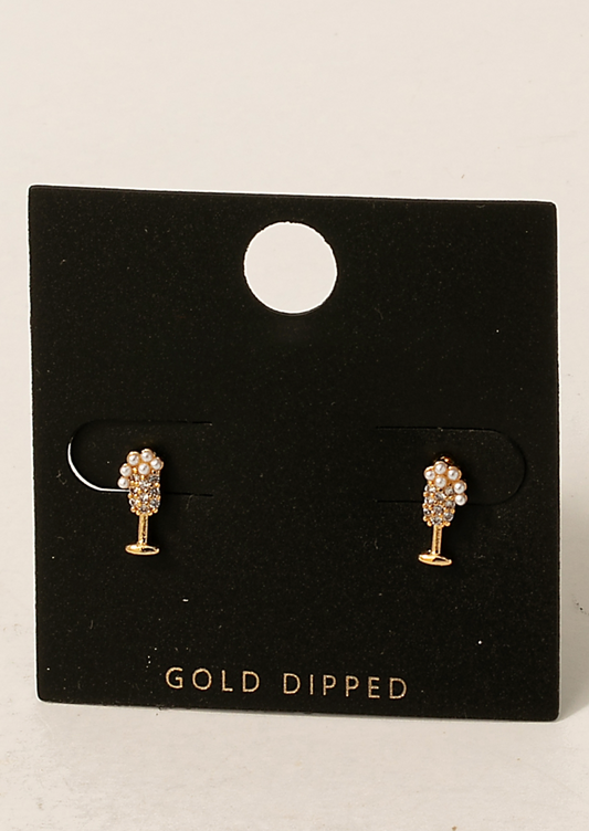 Champagne flute stud earrings
