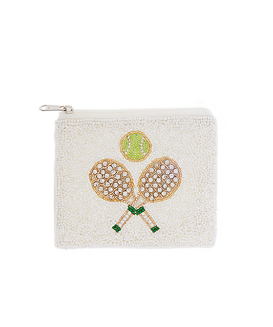 Handmade Tennis Seed Bead Coin Pouch