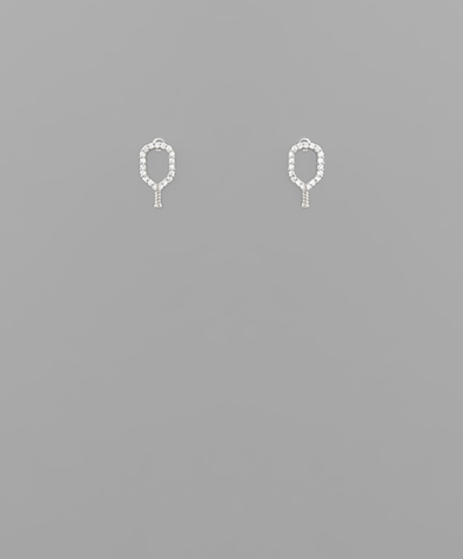 Pave Outline Pickleball Stud Earrings