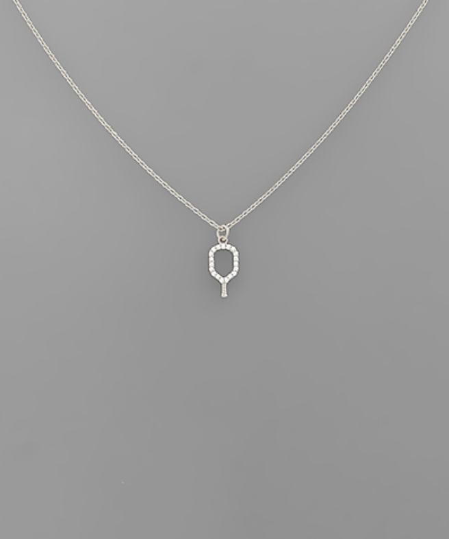 Pave Outline Pickleball Pendant Necklace