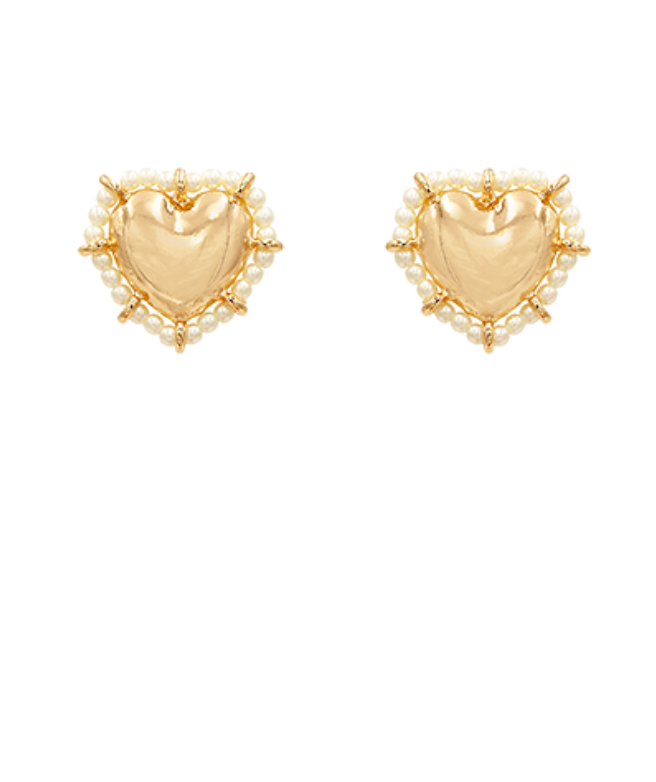 Heart & Pearl Trim Earrings