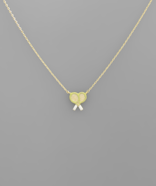 Brass Tennis Racquet Pendant Necklace