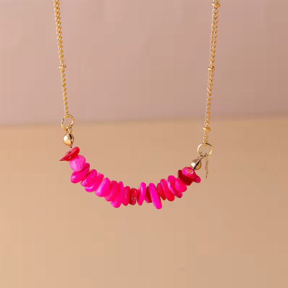 Beaded Gold Star Necklace
