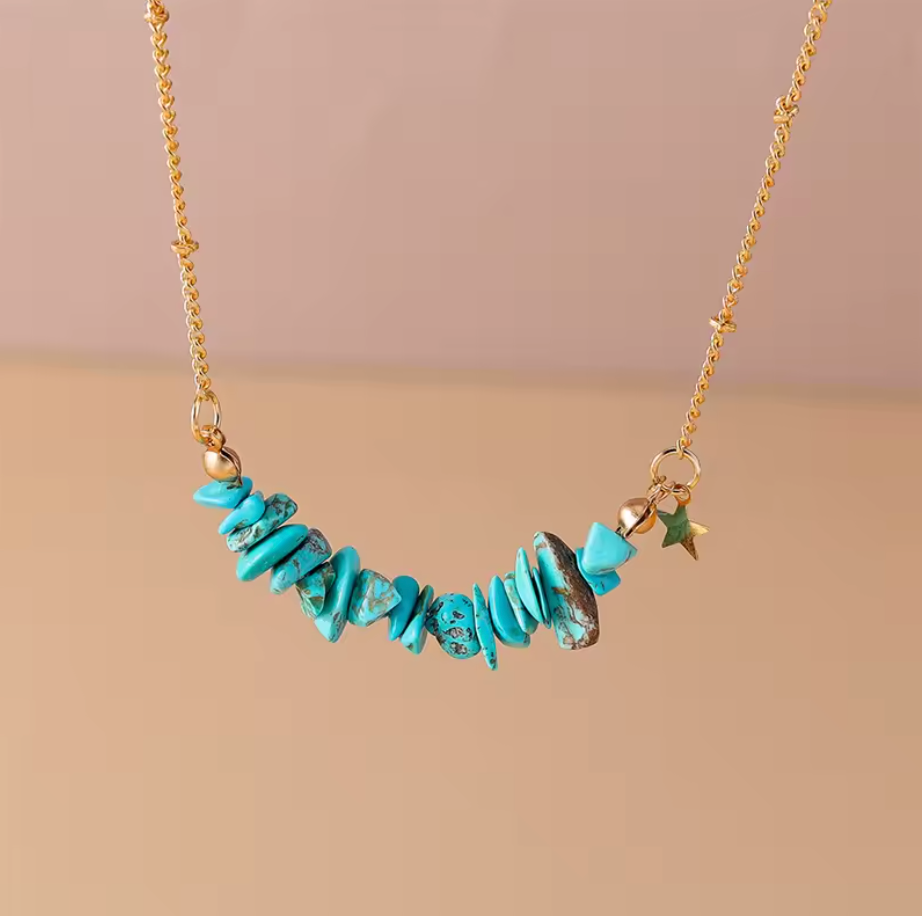 Beaded Gold Star Necklace