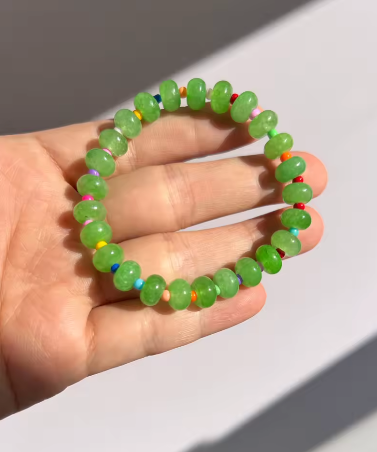Natural Stone Beaded Elastic Bracelet