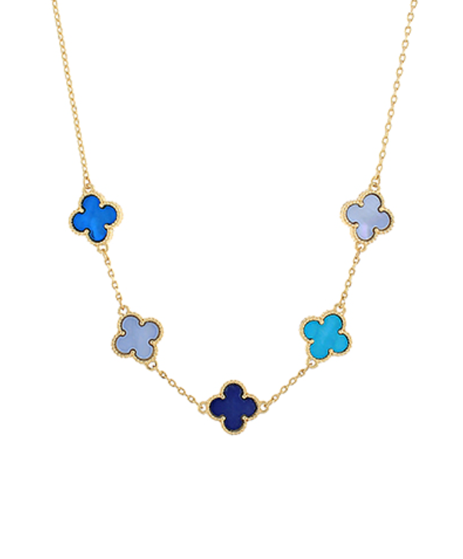 Colored Shell Clover Station Necklace
