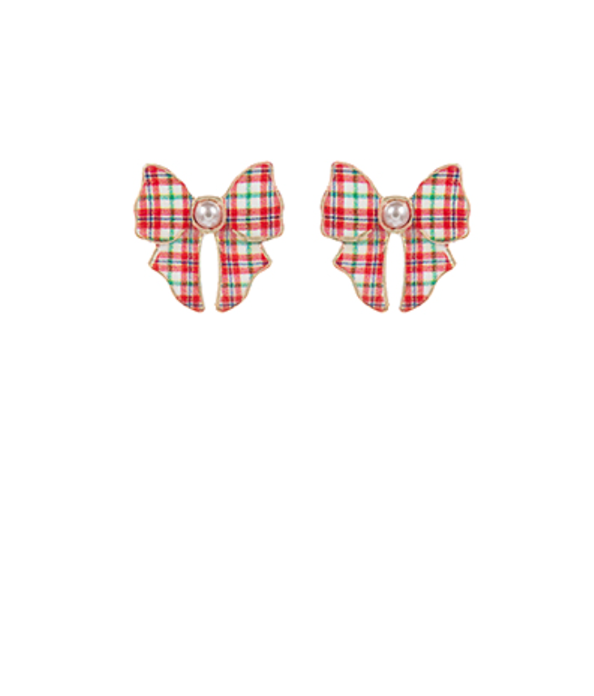 Enamel Bow Christmas Pattern Earrings