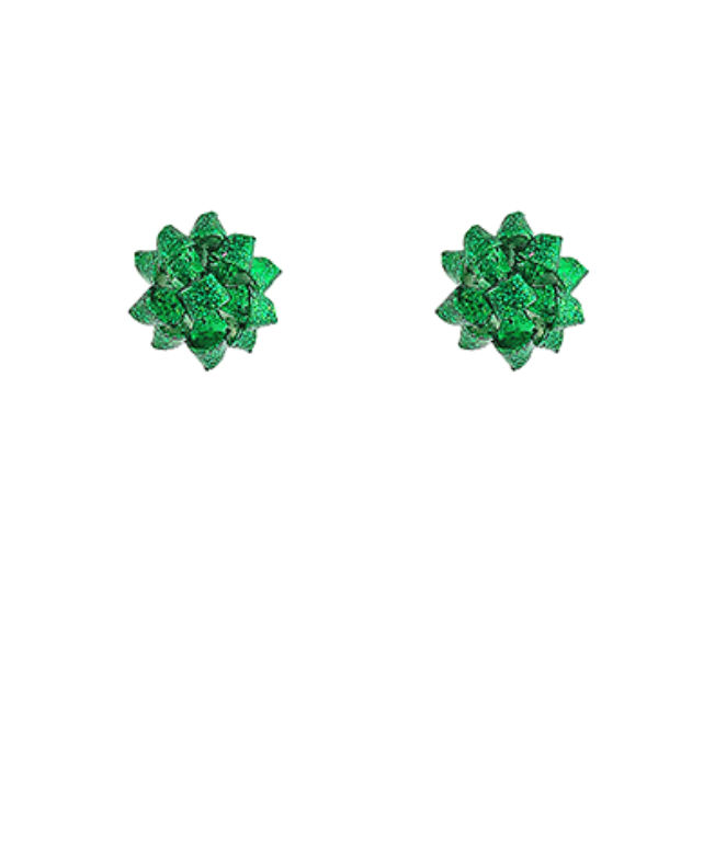 Christmas Glitter Gift Bow Earrings - Small