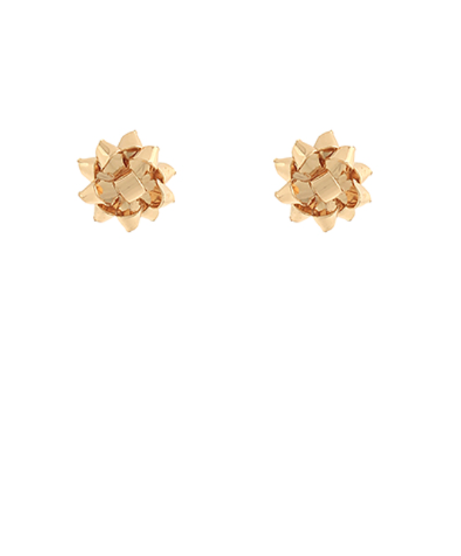 Christmas Glitter Gift Bow Earrings - Small