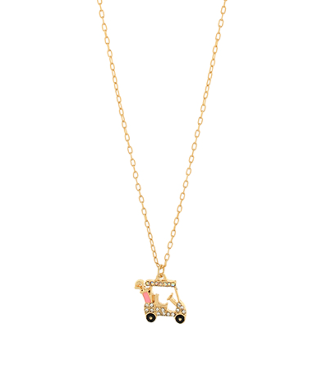 Golf Cart Enamel Pendant Necklace