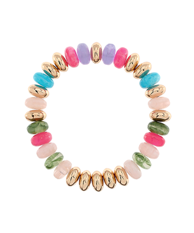 Stone Rondelle & Metal Beads Bracelets