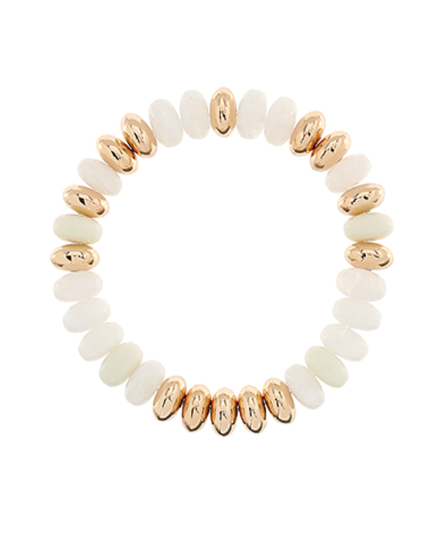 Stone Rondelle & Metal Beads Bracelets