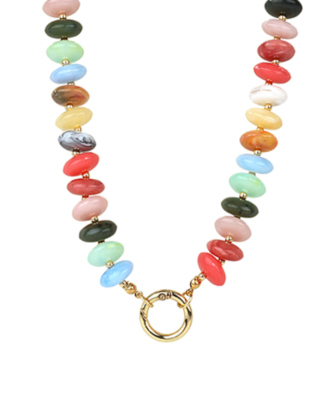 Rondelle Shape Marble Stone Necklace