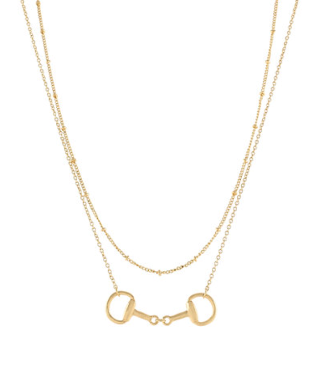 Layered 2 Horsebit & Chain Necklace