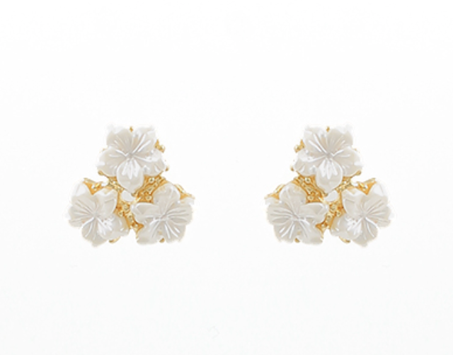 Three Cluster Resin Flower Earrings