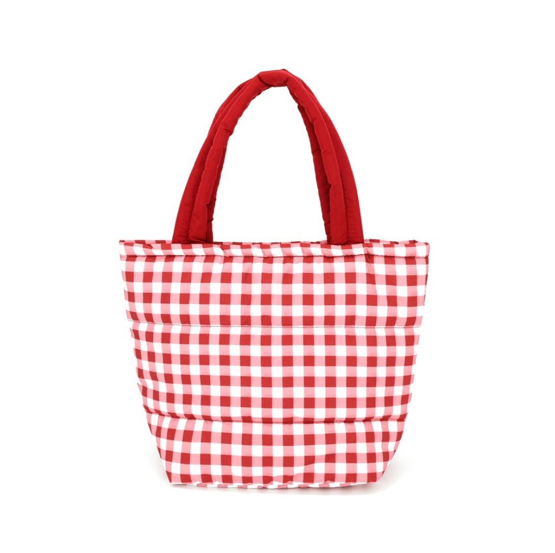 Gingham Mini Puffer Tote Bag