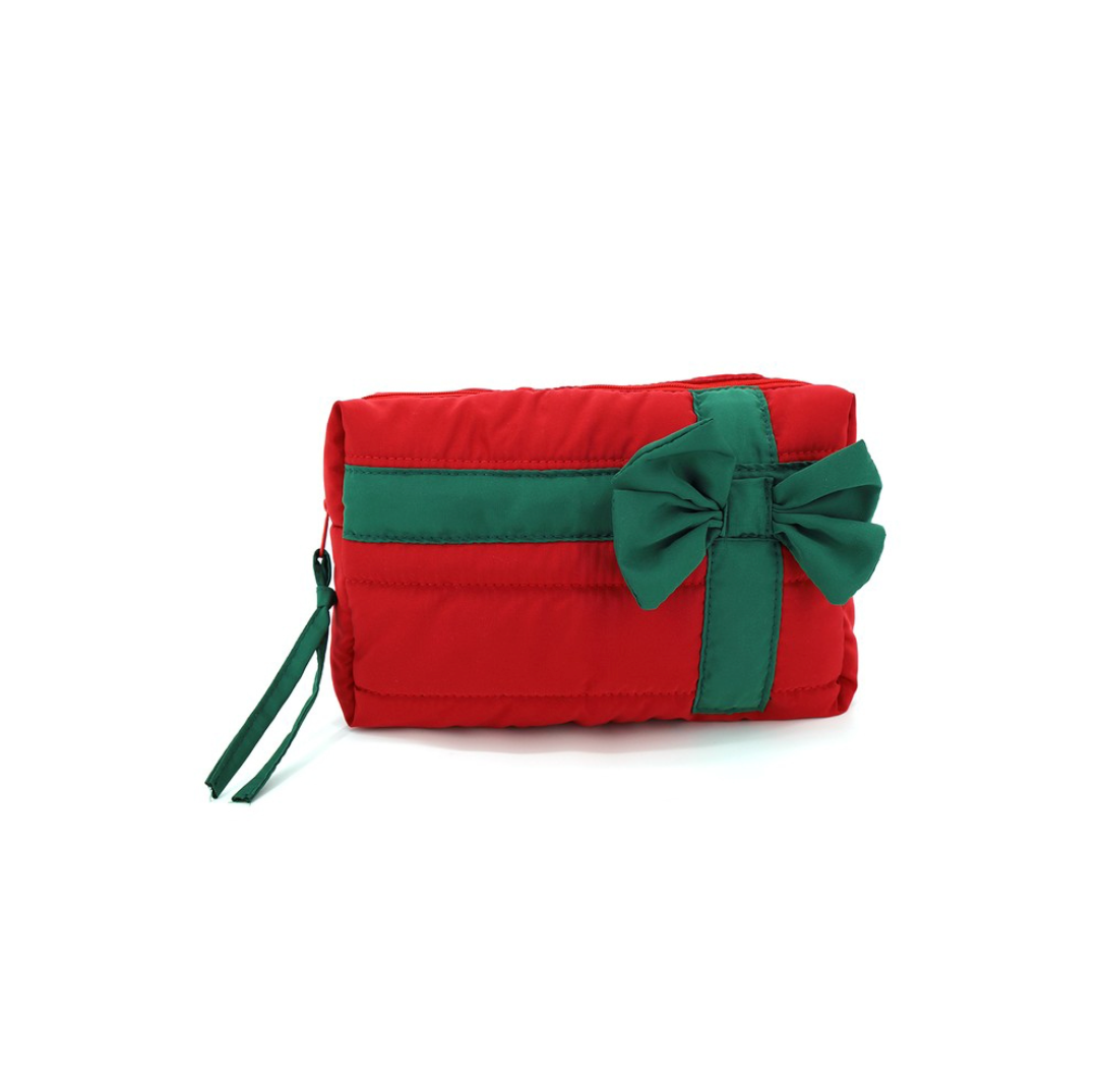 Gift Bow Wrapped Puffer Zip Pouch