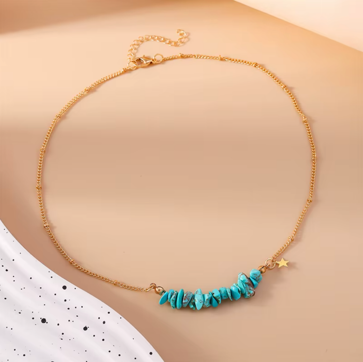 Beaded Gold Star Necklace