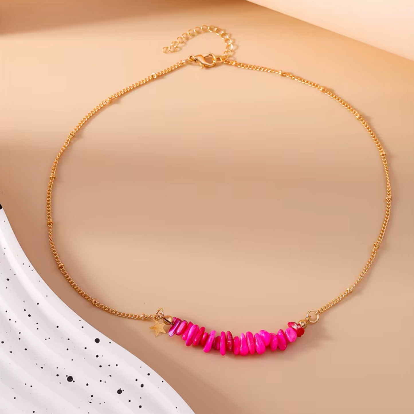 Beaded Gold Star Necklace