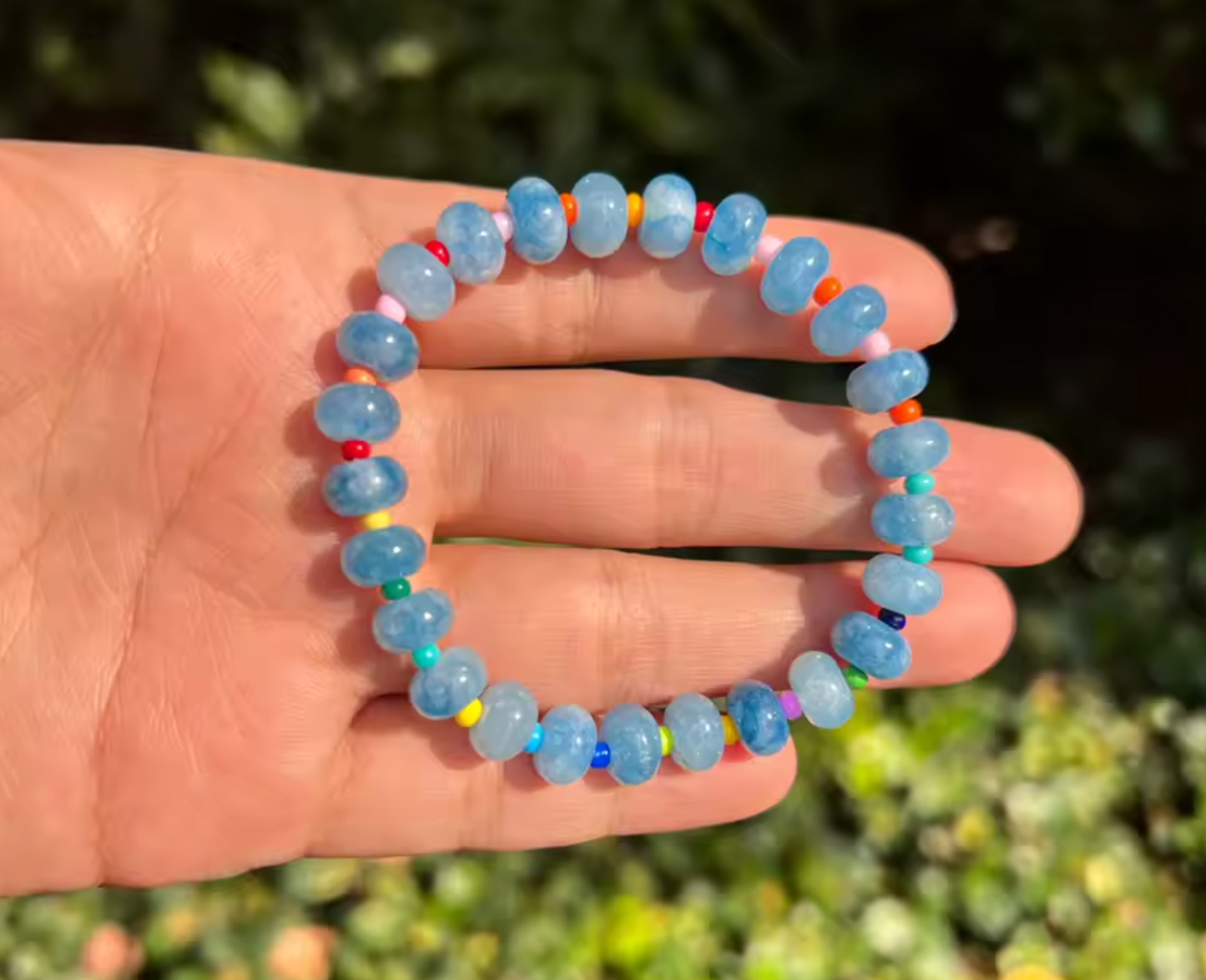 Natural Stone Beaded Elastic Bracelet
