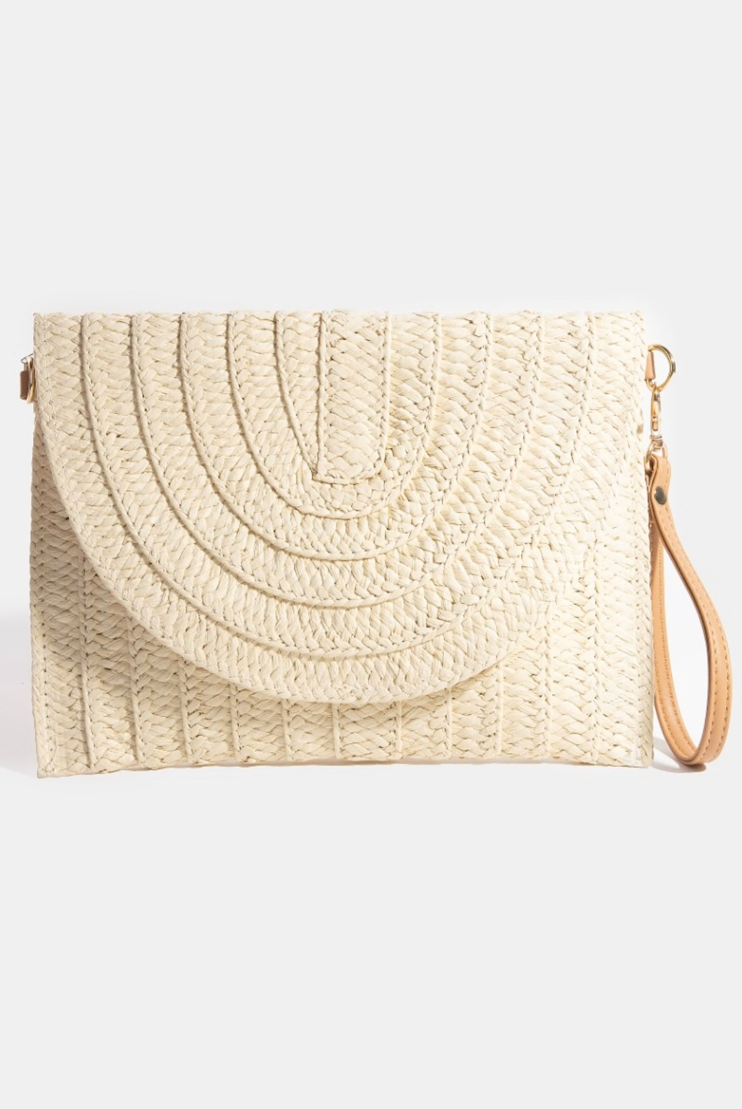 Striped Straw Stitch Clutch Bag