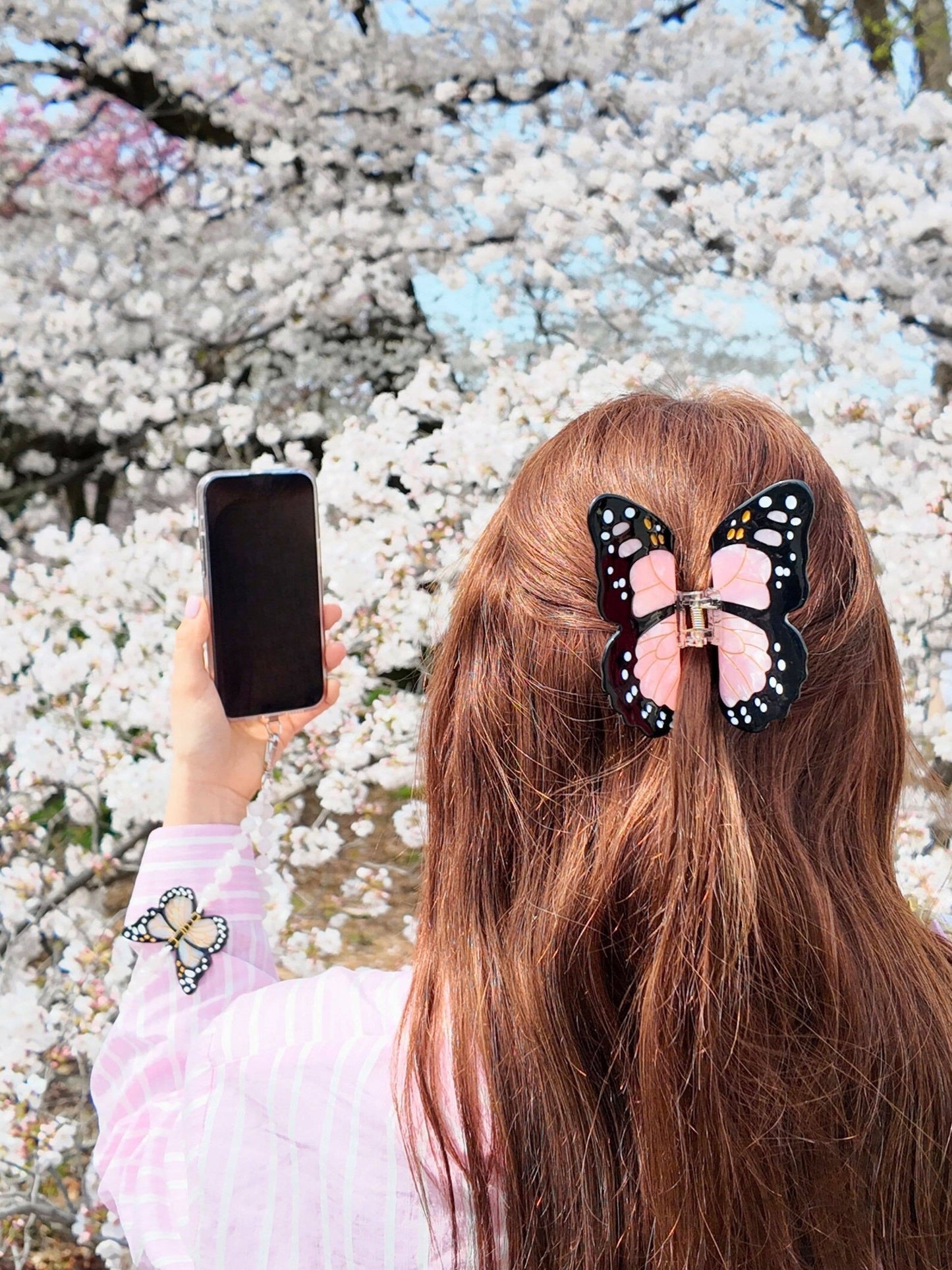 Solar Eclipse Hand-painted Monarch Butterfly Claw Hair Clip | Eco-Friendly: Orange