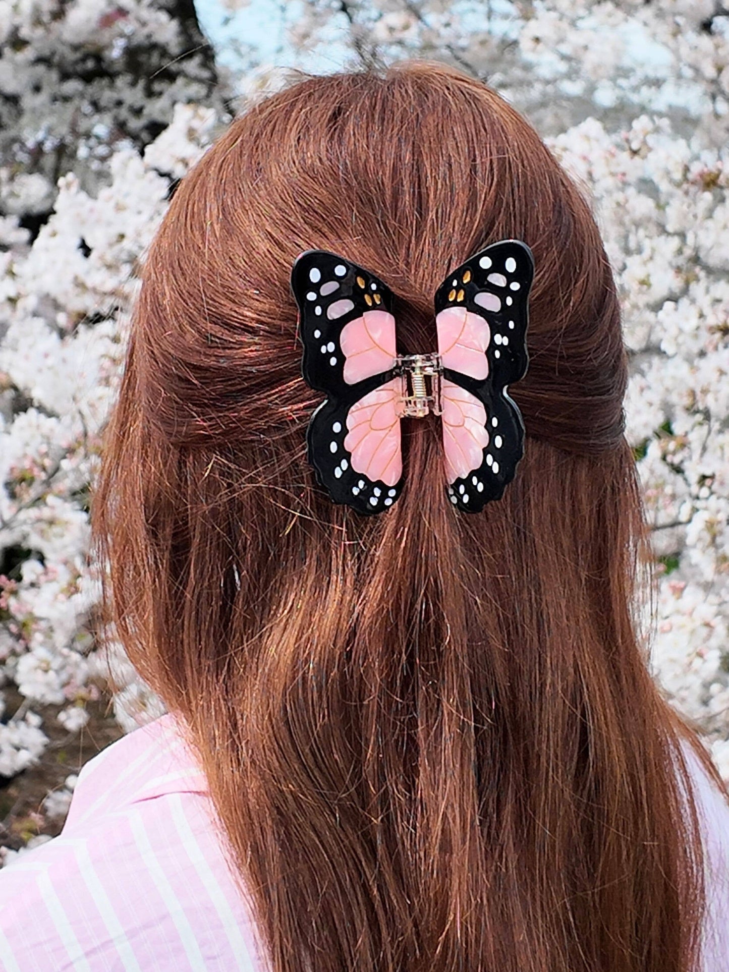 Solar Eclipse Hand-painted Monarch Butterfly Claw Hair Clip | Eco-Friendly: Orange