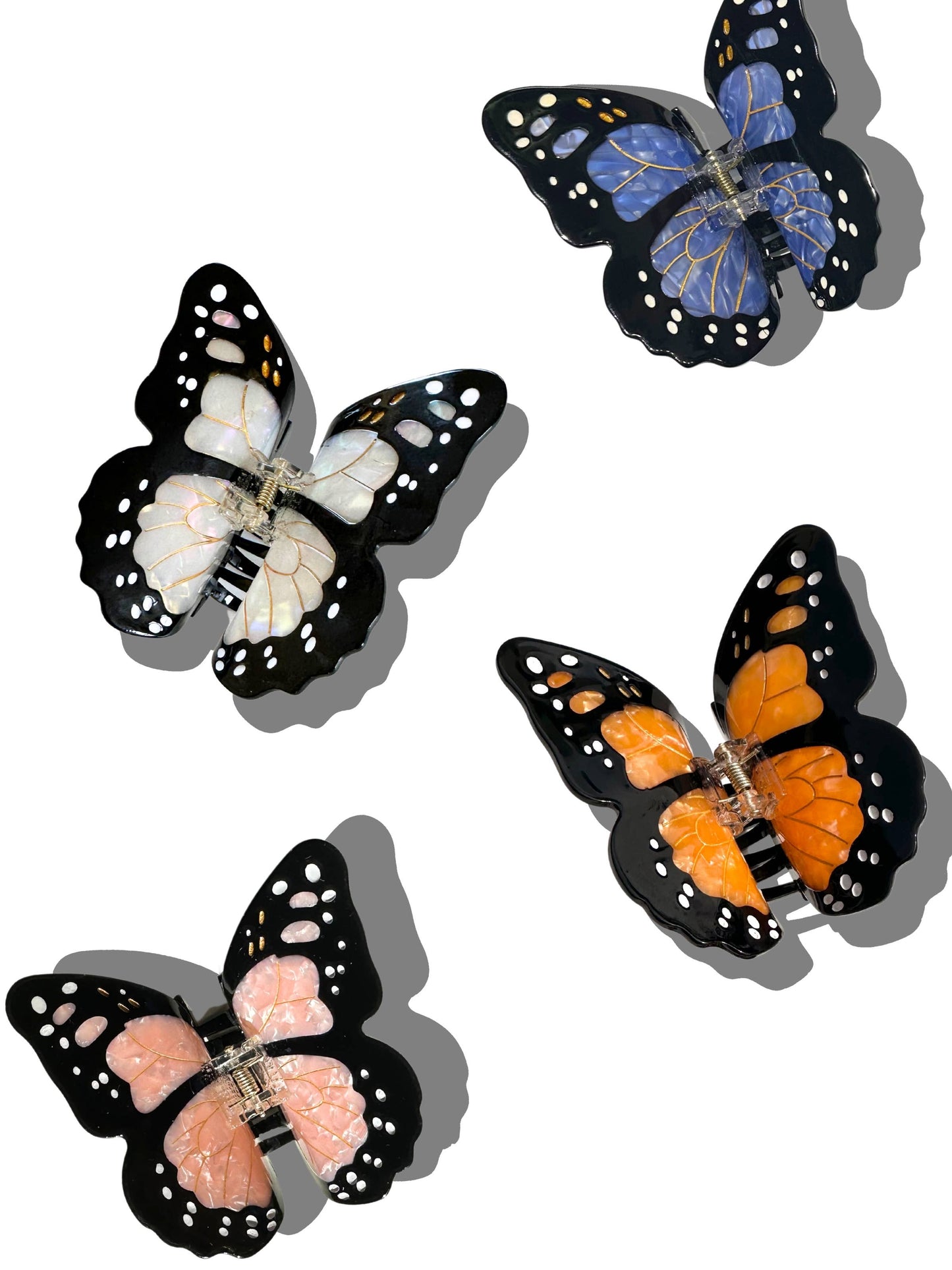 Solar Eclipse Hand-painted Monarch Butterfly Claw Hair Clip | Eco-Friendly: Orange