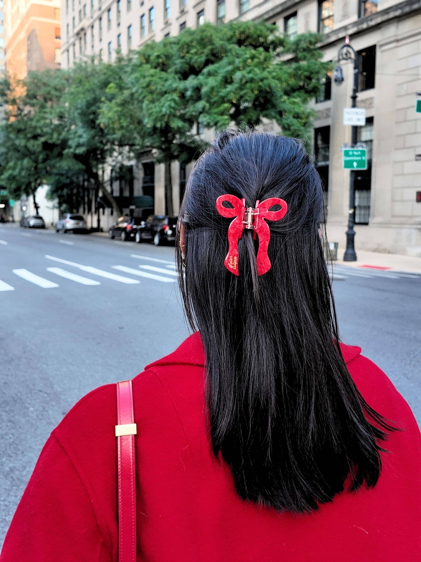 Solar Eclipse Hand-painted Coquette Bow Claw Hair Clip | Eco-Friendly: Red